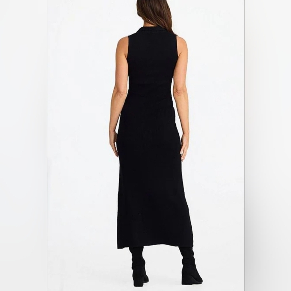 Brave + True Women's Mimi Split VNeck Sleeveless Sweater Rib Bodycon Midi Dress - Picture 2 of 9